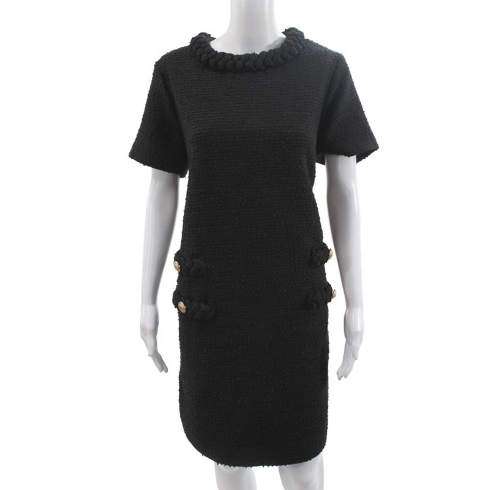 Tuckernuck Women Shift Dress Black Textured Short Sleeve Above Knee Size 2XL